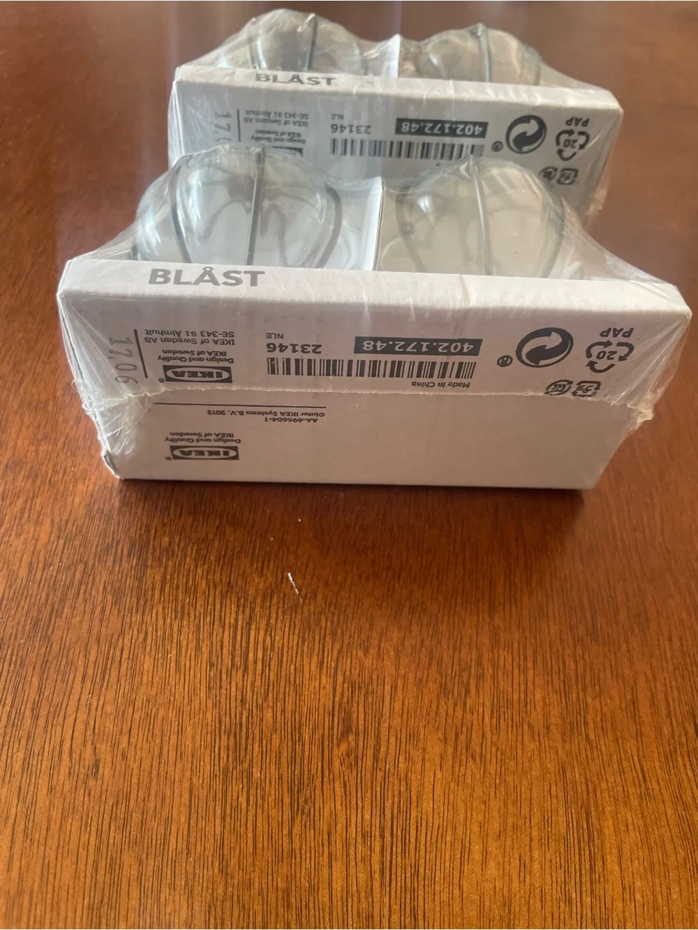 New lot of 2 IKEA Blast Glass Globe Black Curtain Rod Finials, End Caps